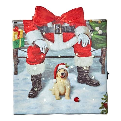 SANTA'S PAL LIGHTED PRINT ORNAMENT WITH EASEL