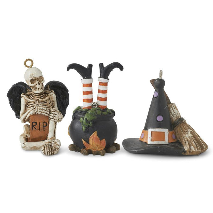 Black Halloween Ornaments -Set of 3