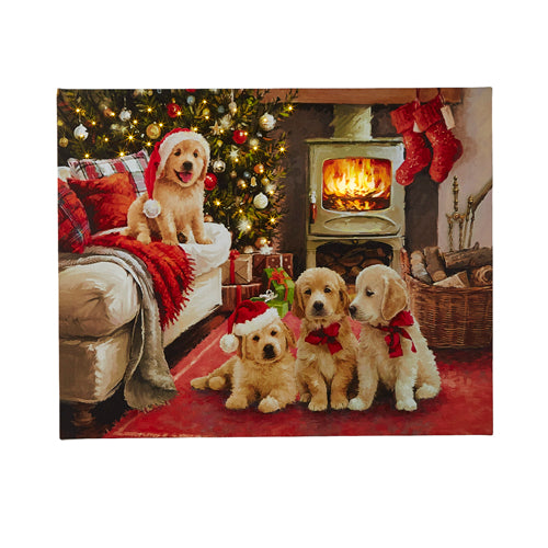 Fireside Puppies Lighted Print