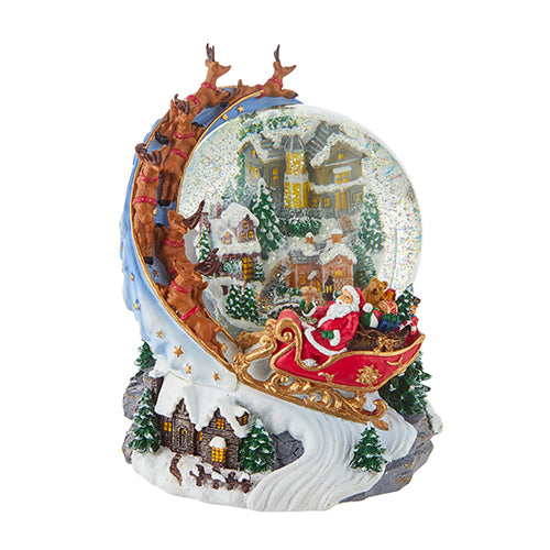 Santa Sleigh Lighted Swirling Glitter Water Globe