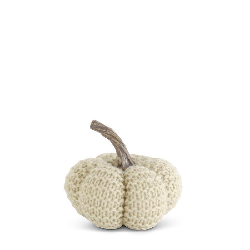 Cream Knit Stuffed Pumpkin