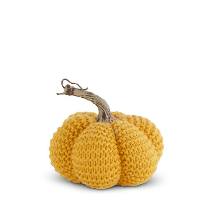 Golden Yellow Knit Stuffed Pumpkin