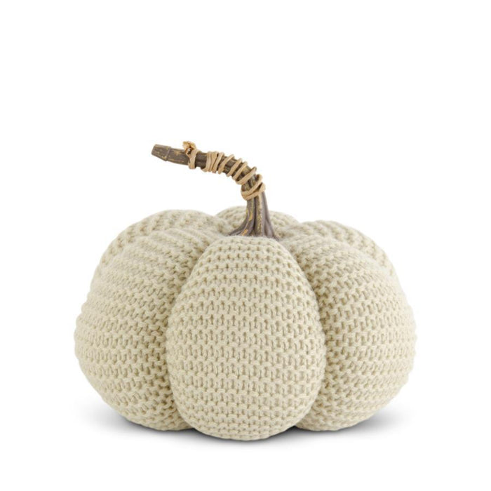 Cream Knit Stuffed Pumpkin