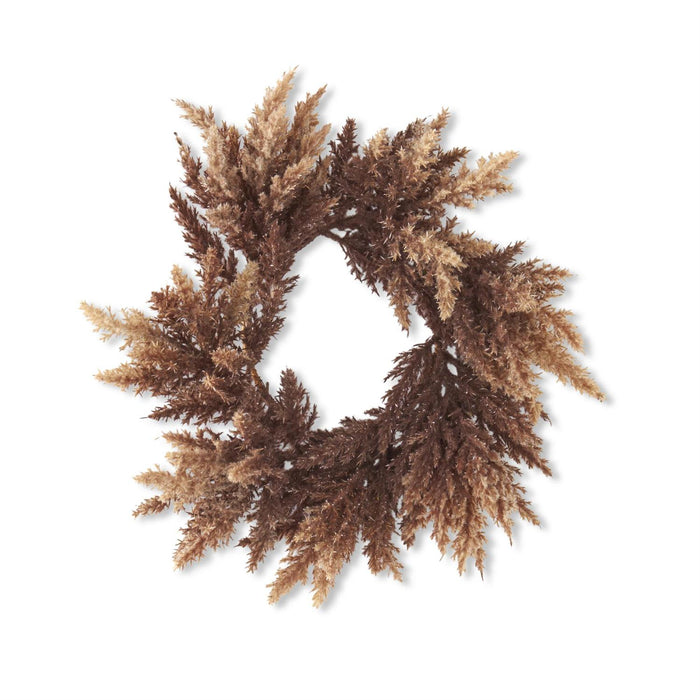 Flocked Brown Pampas Grass Candle Ring