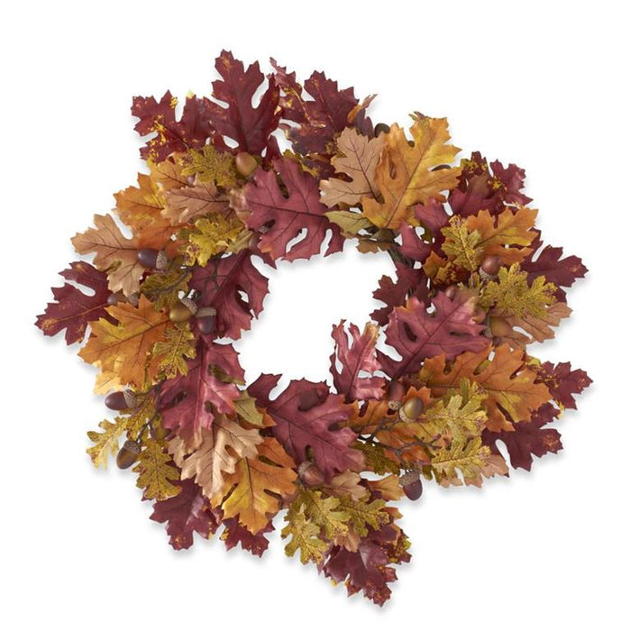 Multi Color Fall Oak Leaves Wreath - 22"