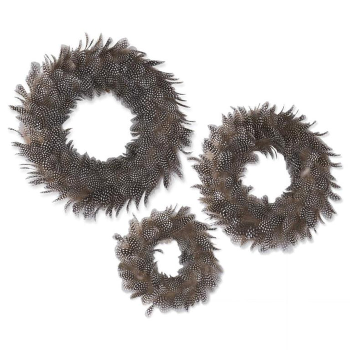 Black & White Speckled Wispy Feather Wreath - Sizes