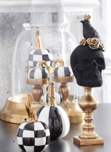 Black Velvet Skull with Gold Roses & Crowned Crow