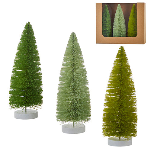 Box of 3 Large Green Bottle Brush Trees
