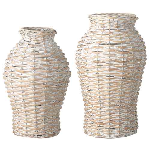 Whitewashed Woven Vase- 2 Sizes