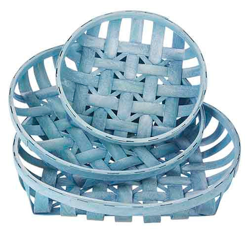 Distressed Blue Round Tobacco Basket - 3 Options
