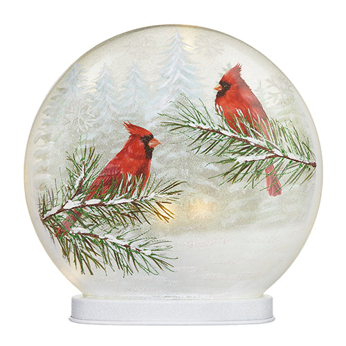 Winter Cardinal Lighted Crackle Oval