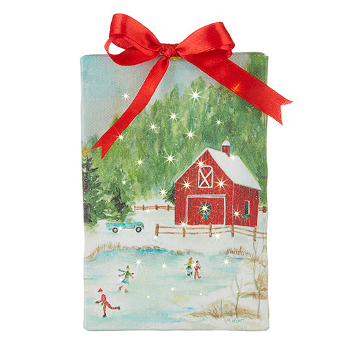 Ice Skating Lighted Print Ornament with Easel Back