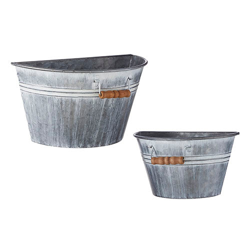 Whitewashed Half Round Wall Bucket - 2 Sizes
