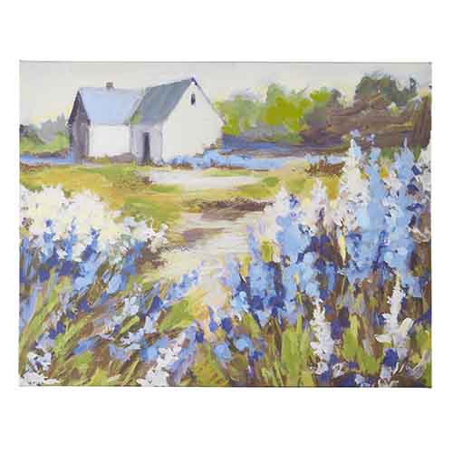 Lavender Field with Barn Canvas Wall Art