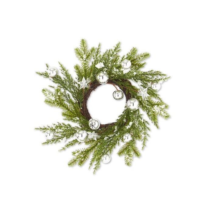 Snowy Pine Candle Ring w/Silver Bells