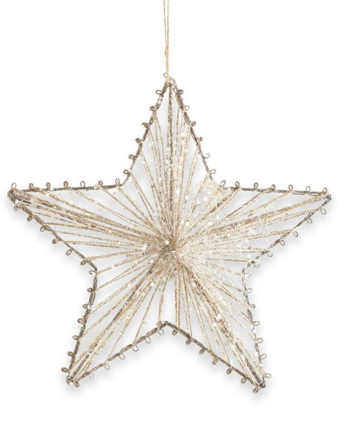 Decorative star ornament with gold accents on a white background