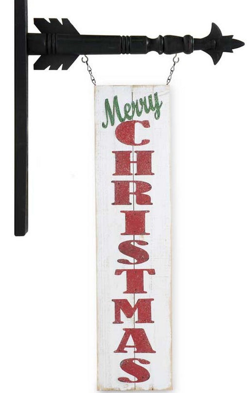 Christmas-themed wooden sign with 'Merry Christmas' text on a white background