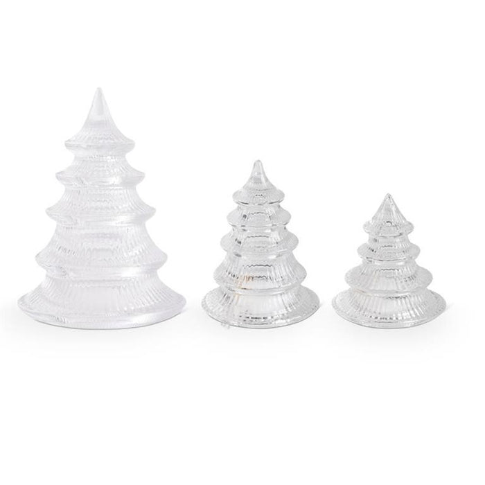 Ribbed Glass Tabletop Trees - Set of 3