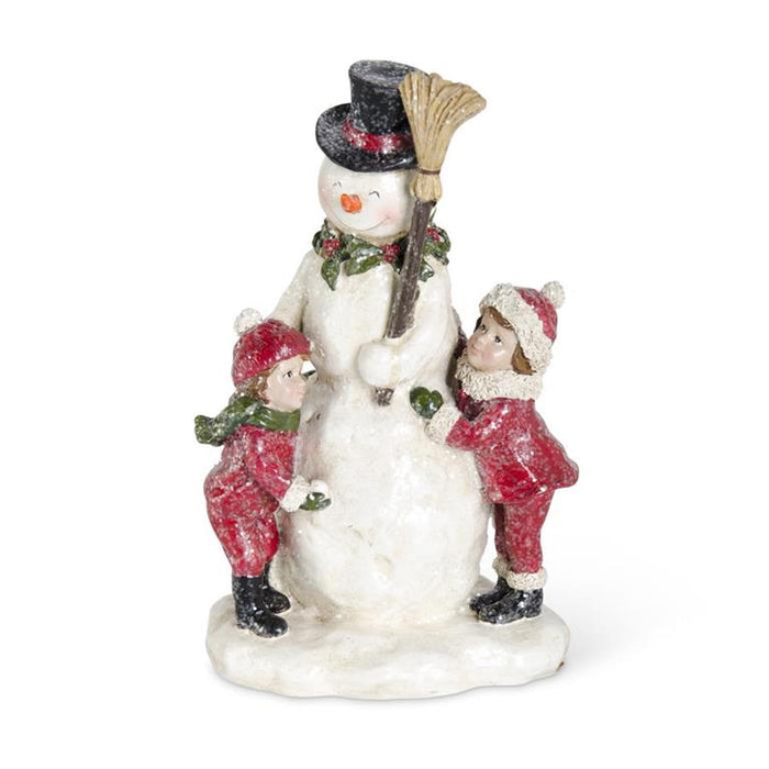 Vintage Glittered Resin Snowman w/Child