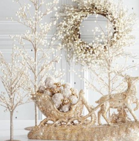 Gold Glittered Twig Tree w/Pearl - 3 Options