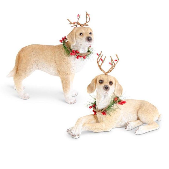 Brown Dogs w/Antlers and Wreath - 3 Options