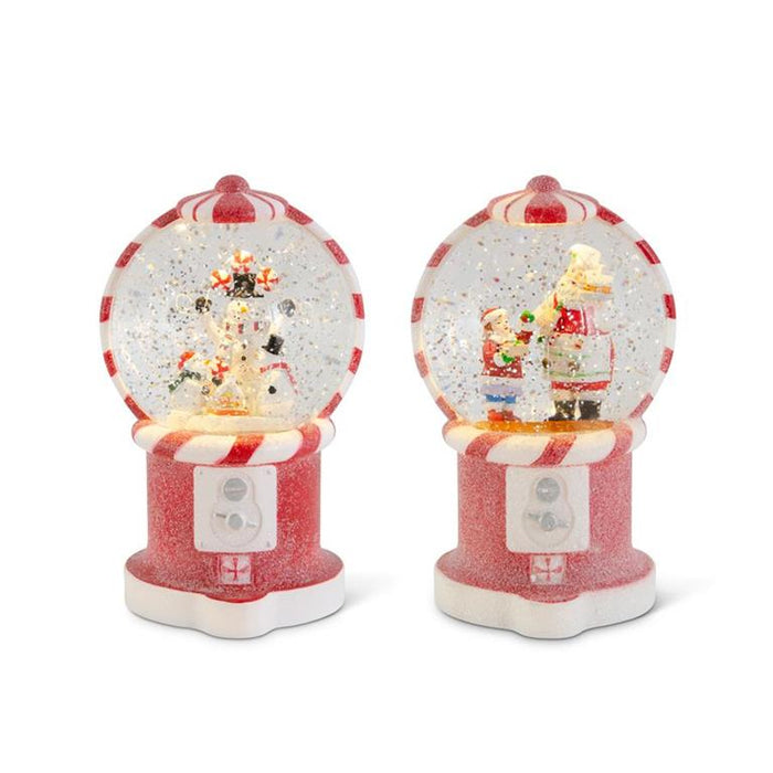 Red Swirling Glitter LED Snow Globe Gumball Machine - 2 Styles