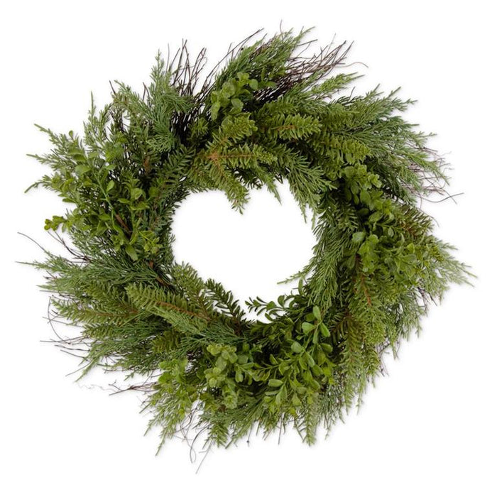 Real Touch Boxwood and Mixed Pine Wreath - 24"