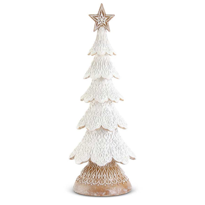 White Resin Glittered Gingerbread Tree