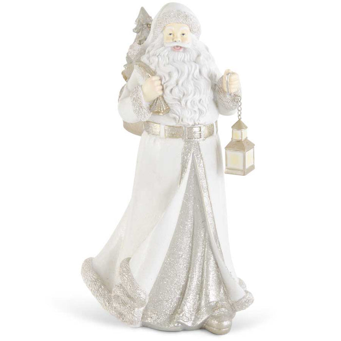 White & Silver LED Santa Holding Lantern