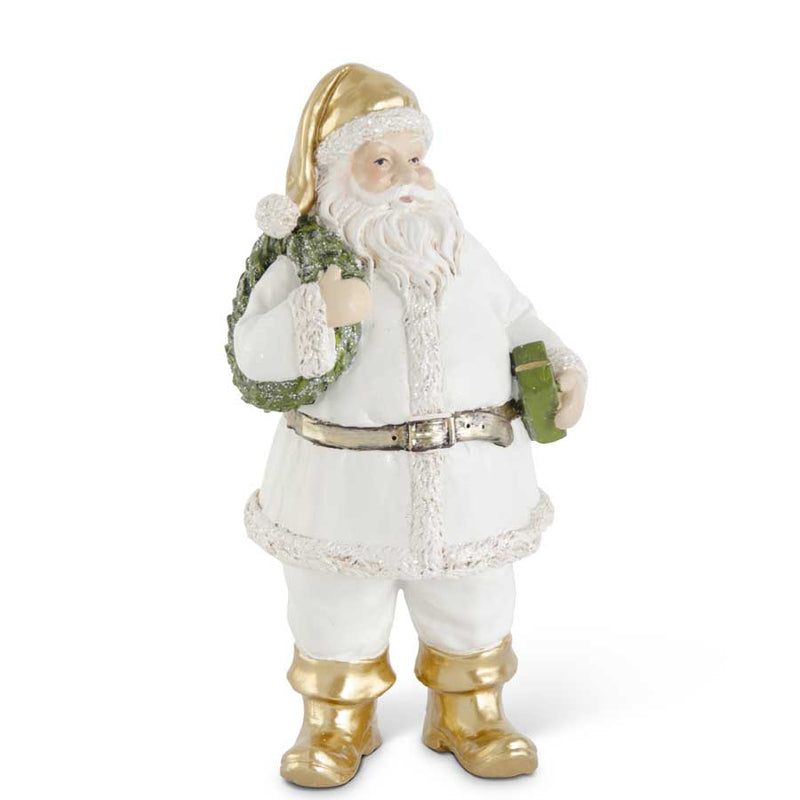 White & Gold Santa with Wreath