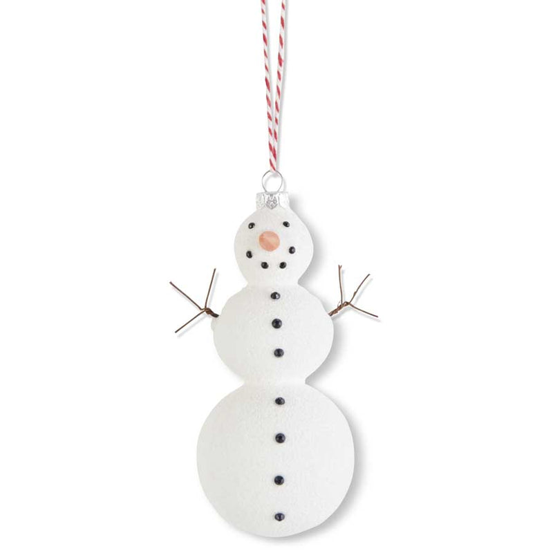 Glass Snowman with Black Rhinestones Ornament