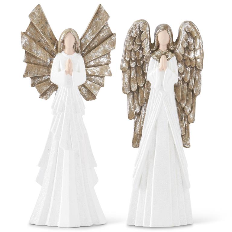 White Glittered Praying Angels