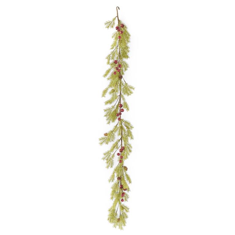 Pine Garland with Red Pods & Mini Pinecones - 60"