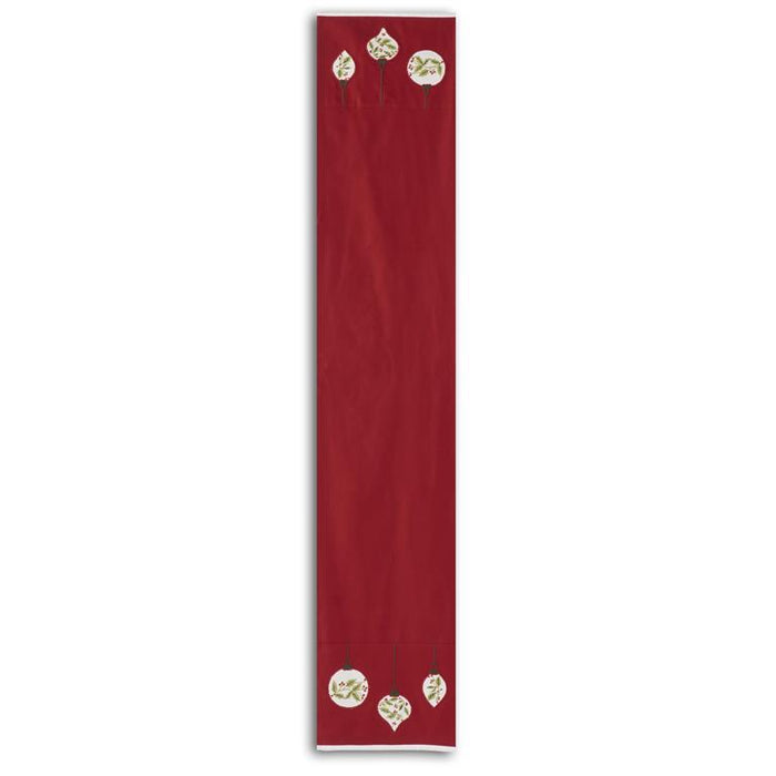 Embroidered Ornaments Red Cotton Table Runner - 72"