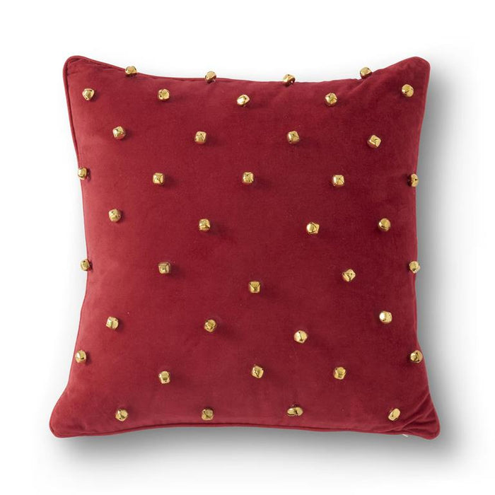 Square Gold Bell Red Cotton Pillow