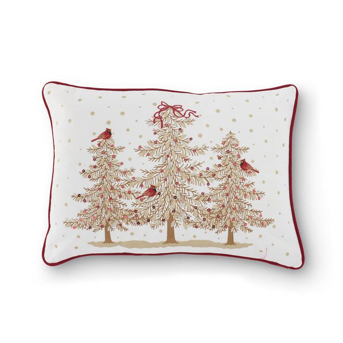 Rectangular Cardinals & Trees Pillow w/ Birds