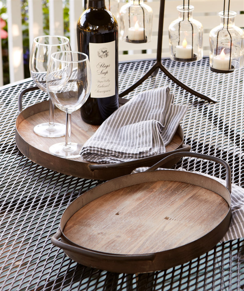 Wood Grain Metal Trays - 3 Options