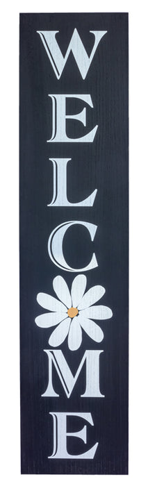 Black Welcome White Daisy Sign