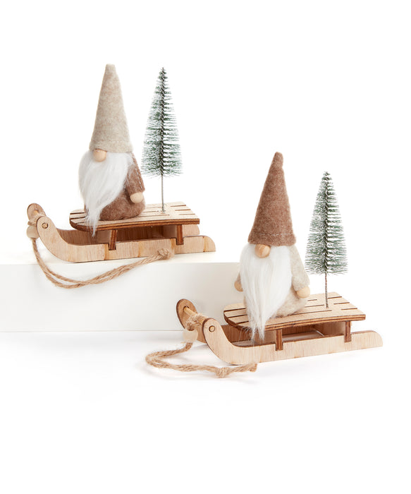 Gnome & Sleigh Decor Ornament - 2 Styles