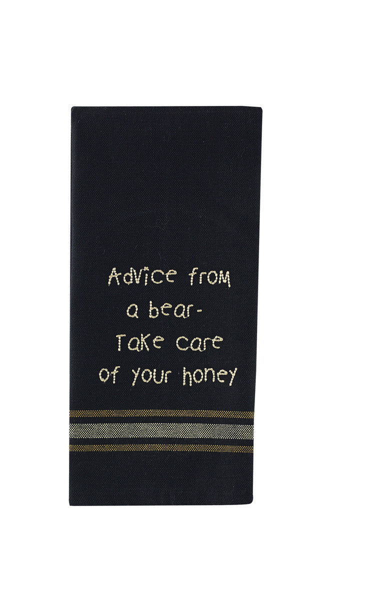 Advice From A Bear Embroidered Dishtowel