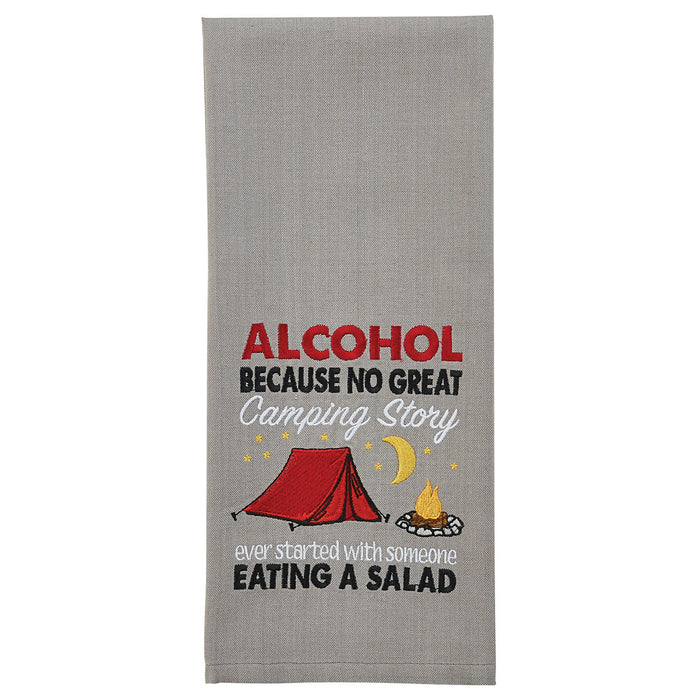 No Great Camping Story Embroidered Dishtowel