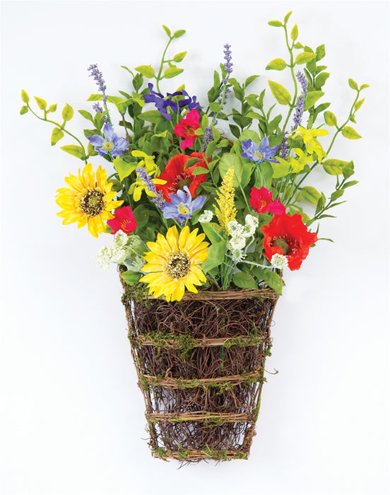 Sunflower Poppy Wall Basket