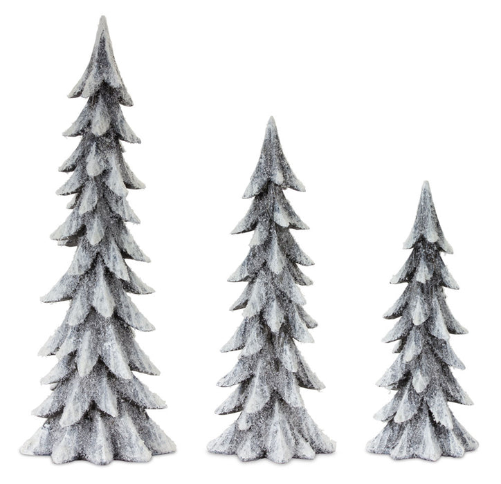 Frosted Evergreen Trees - Set of 3