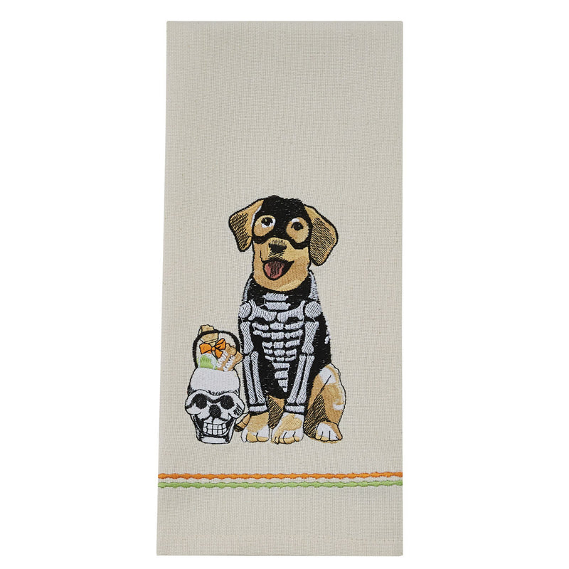 Bones Dog Embroidered Dishtowel