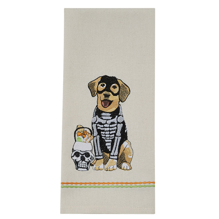 Bones Dog Embroidered Dishtowel