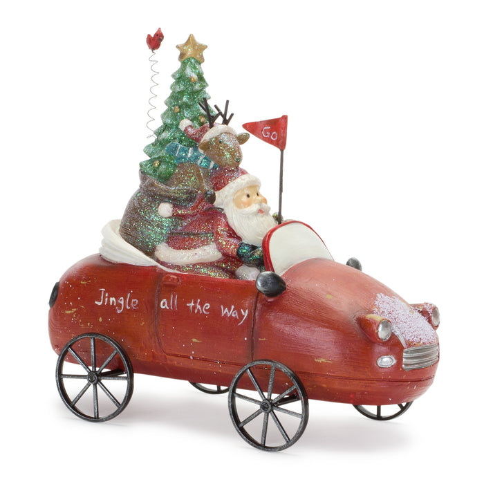 Santa in Car Figurine