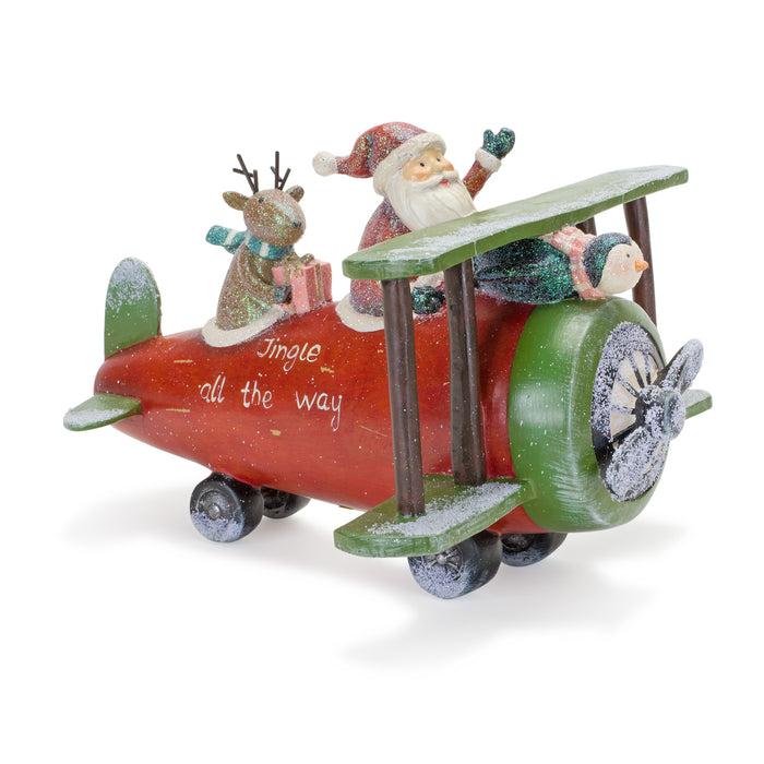 Santa in Plane Figurine