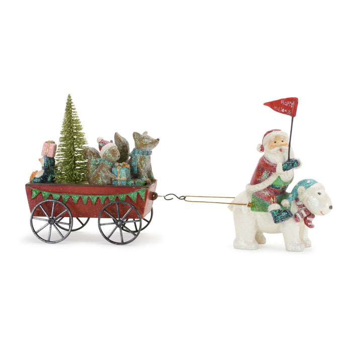 Santa on Bear with Wagon
