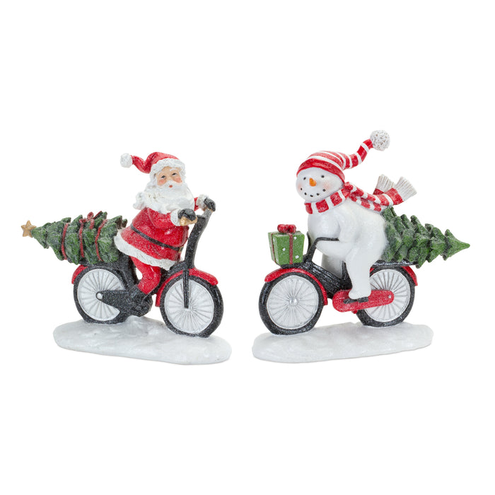Santa on Bike and Snowman on Scooter