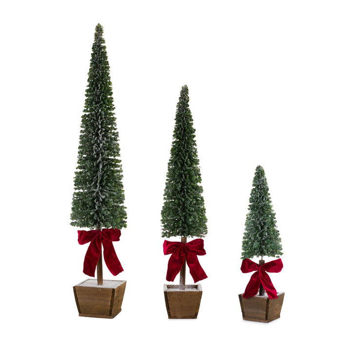 Potted Tree with Bows - Set of 3